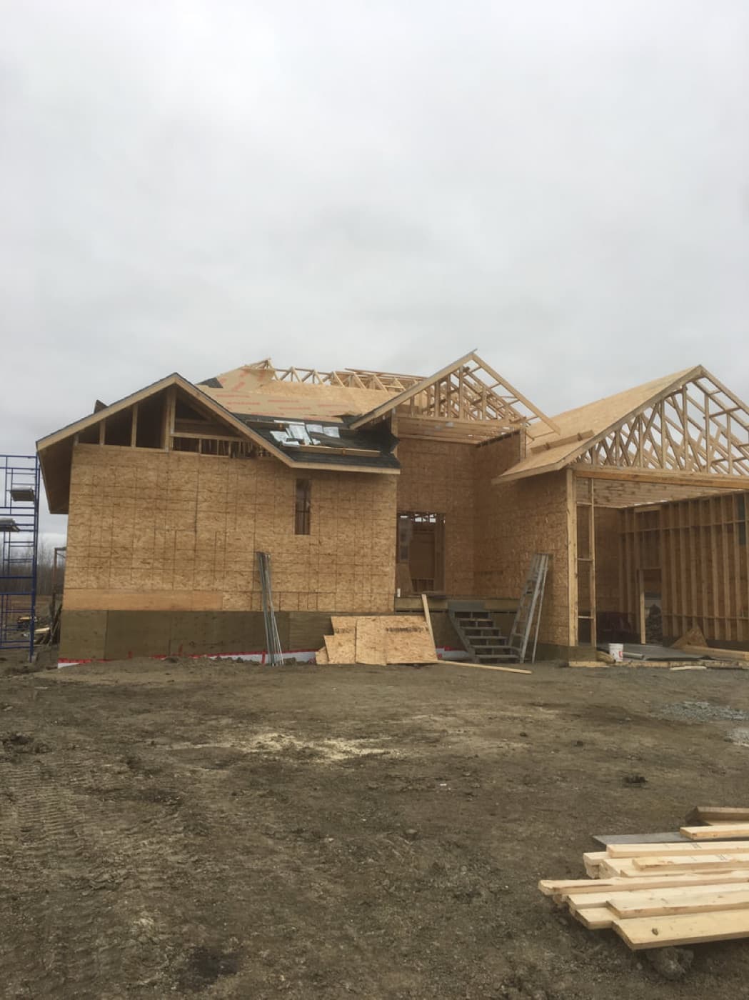 A new home being framed with Titan roof trusses
